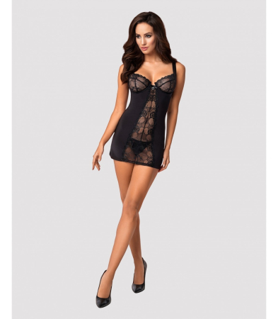 Produse<Sex toy - HEARTINA CHEMISE & THONG BLACK S/M