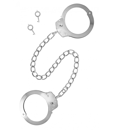 Produse<Sex toy - METAL HANDCUFFS WITH LONG CHAIN