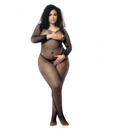 Produse<Lenjerie intima - MOD. 1102X LONG SLEEVED FISHNET BODYSTOCKING BLACK OSX