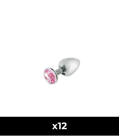 Produse <Sex toy<Body care<Lenjerie intima - PACK OF 12 METAL PLUGS WITH PINK STONE S