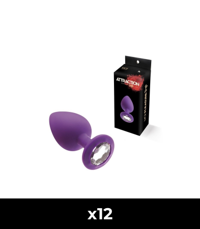Produse <Sex toy<Body care<Lenjerie intima - PACK OF 12 SILICONE PLUGS WITH LILAC STONE