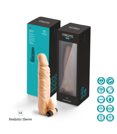 Produse<Sex toy - REALISTIC PENIS SHEATH S4 FLESH 20 CM W/ VIBRATION
