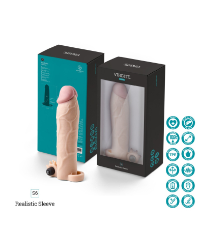 Produse<Sex toy - REALISTIC PENIS SHEATH S6 FLESH 21 CM W/ VIBRATION