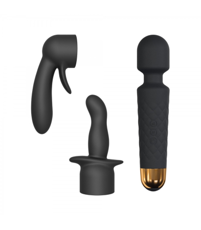 Produse <Body care - WANDERFUL BLACK MASSAGER KIT WITH TWO ACCESSORIES