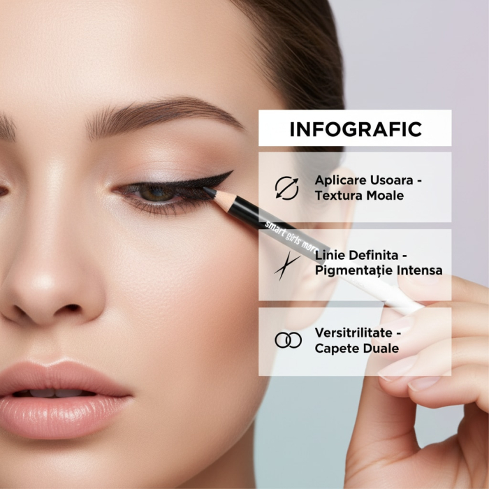 Creion de ochi dual Smart Girls Get More, Rezistent la Apa, Textura Moale, Acoperire Intensa - Creion Dermatograf [7]
