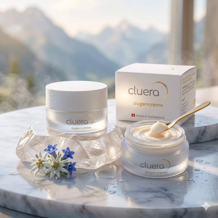 Cremă de Ochi Cluera Clean Care, Fabricat în Switzerland, cu Acid Hialuronic, ProRenew Complex, Extract Marin de Microalge [3]