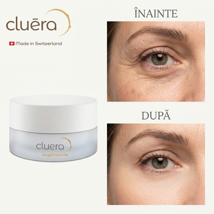 Cremă de Ochi Cluera Clean Care, Fabricat în Switzerland, cu Acid Hialuronic, ProRenew Complex, Extract Marin de Microalge [6]