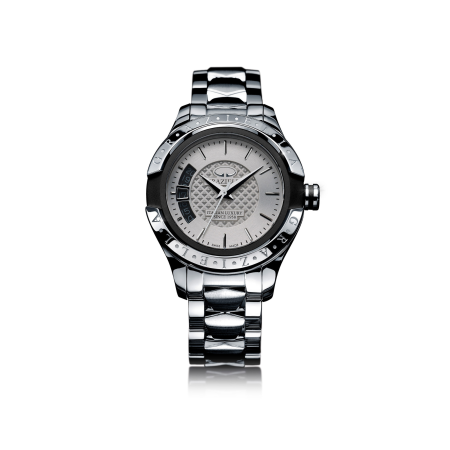 Ceasuri Bărbați - Ceas Bărbați Graziella Chronograph, 43mm, Sidef cu Diamante, Brățară Oțel Inoxidabil