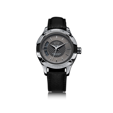 Ceasuri Bărbați - Ceas Bărbați Graziella Chronograph, 43mm, Sidef cu Diamante, Curea Piele Neagră