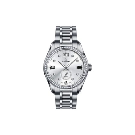Ceasuri Femei - Ceas Damă Eterna KonTiki Lady Quartz, 68 Diamante, Cadran Albastru Sunray (36.5 mm)
