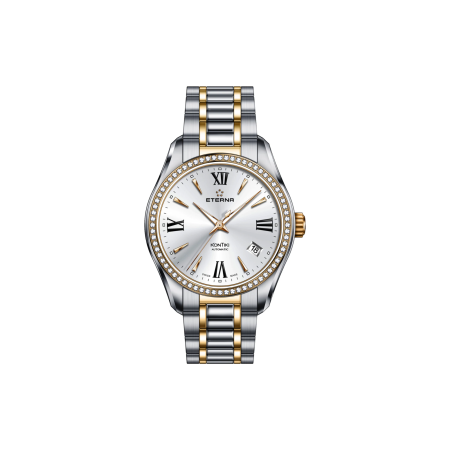 Ceasuri Femei - Ceas Damă Eterna KonTiki Lady Automatic, Diamante, Bicolor Silver & Rose Gold (36.5 mm)