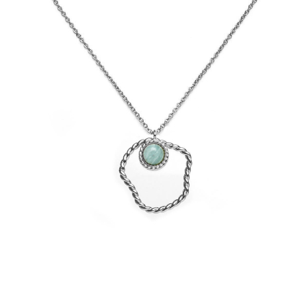 Bijuterii - Colier L’Atelier Emma&Chloé April, Argintiu, Malachit