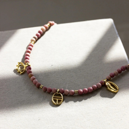 Coliere - Colier L’Atelier Emma&Chloé Mojave, Auriu, Rodocrozit