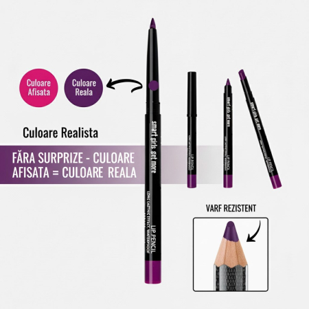 Creion de buze Smart Girls Get More, rezistent la apa, cremos, mov [4]