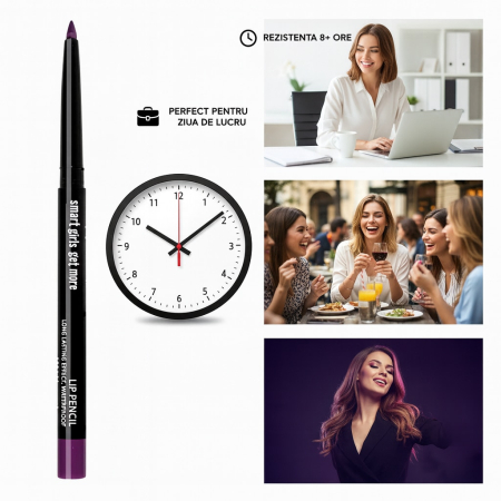 Creion de buze Smart Girls Get More, rezistent la apa, cremos, mov [2]