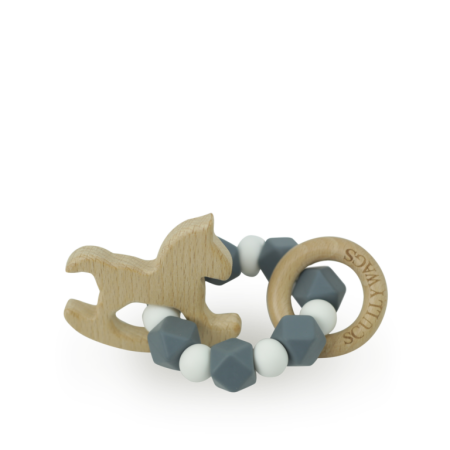  Inele dentiție - Jucărie Dentitie Scullywags, Scullys, cauciuc hipoalergenic & lemn natural