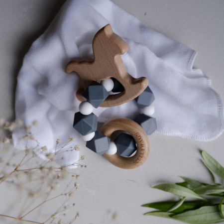 Jucărie Dentitie Scullywags, Scullys, cauciuc hipoalergenic & lemn natural [2]