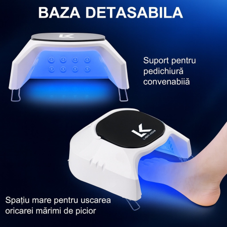 Lampa Profesionala Manichiura si Pedichiura Hibrida LISA KON, 86W Reincarcabila Wireless UV LED, Uscare 10-90 sec, 42 Leduri UV [7]