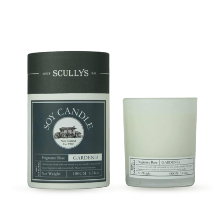  Lumânări din soia - Lumânare din Soia Gardenia, Scullys, 180 g, 40h