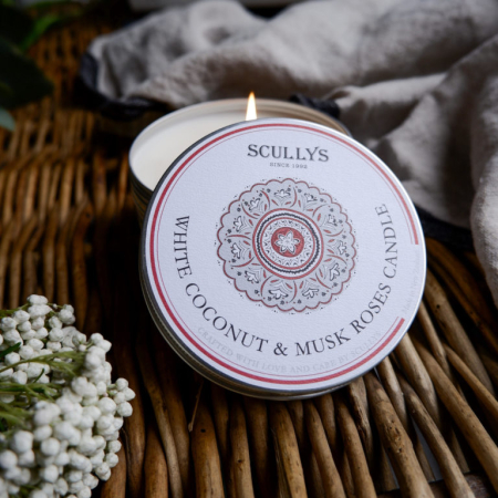 Lumânare Parfumată White Coconut & Musk Roses, Scullys, 150 g, 30h [1]
