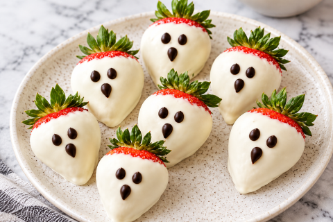 Halloween - Ghost Strawberries - Capsuni imbracate in ciocolata 9 buc