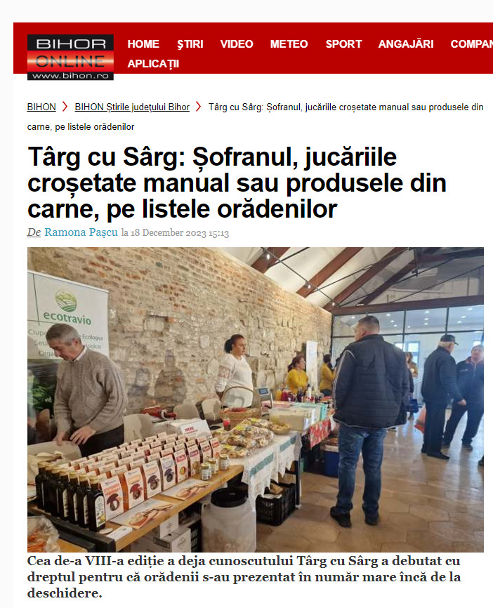 📰 Articol Jurnalul Bihorean / bihon.ro Târg cu Sârg