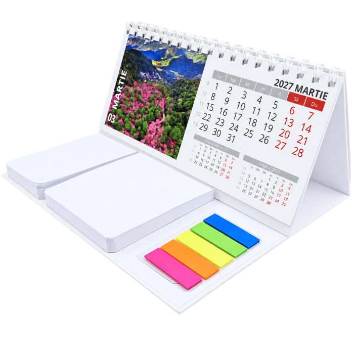 Calendar de birou cu notes personalizat cu o culoare [2]