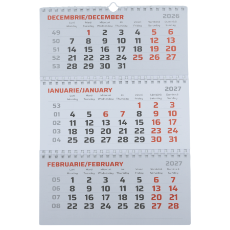 Calendare stoc - Calendar de perete triptic cu 3 spirale