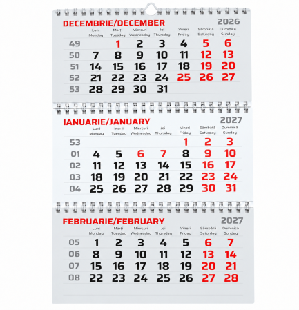 Calendare - Calendar de perete triptic cu 3 spirale, personalizat