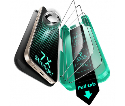 Folie de protectie Ecran ESR Armorite UltraFit pentru Apple iPhone 17 Pro Max, Sticla Securizata, Full Glue, Set 3 bucati, Neagra [7]