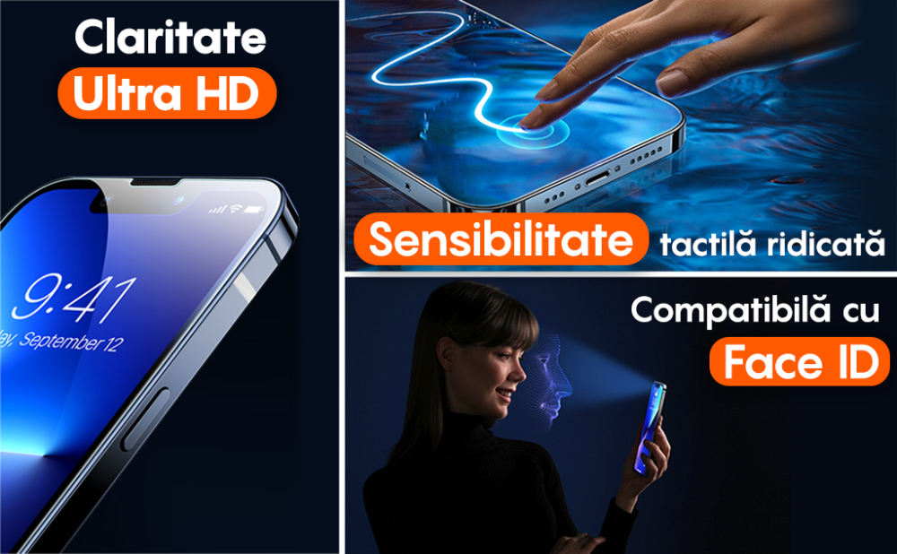 Folie Sticla Mata compatibila cu iPhone 16 Pro Max, MaxDefense+, Anti Zgarieturi, Full Glue, Full Cover 3D, Protectie Ecran 3D, Duritate Ridicata [7]