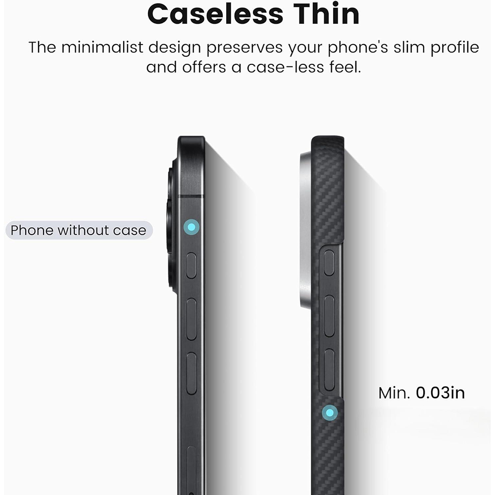 Husa tip Aramid Fiber MagSafe pentru iPhone 15, Black, Negru [3]