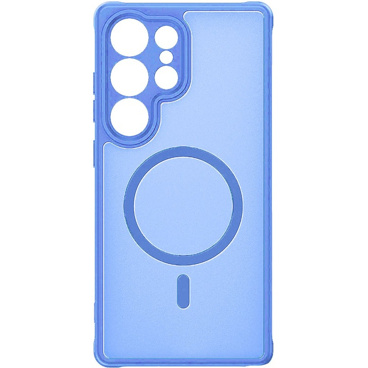 Husa cu magnet pentru Samsung Galaxy S25 Ultra, Magnetic Defense Remastered, Policarbonat mat, Spate fumuriu, Colturi cu protectie antisoc, Atasare magnetica, Wireless charging, Albastru deschis [3]
