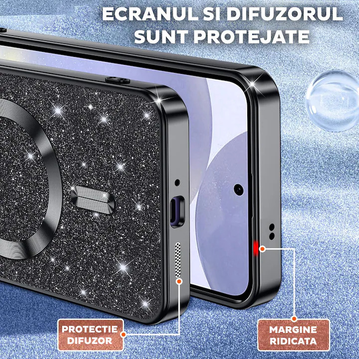 Husa cu sclipici pentru iPhone 17 Pro ,Luxury Glitter MagSafe,Albastru inchis, Deep Blue [7]