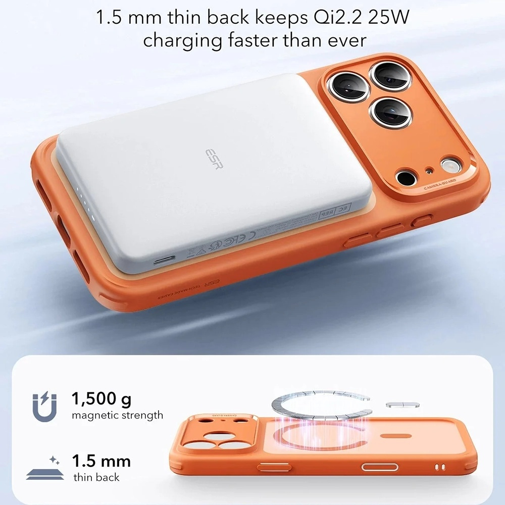 Husa ESR Classic HaloLock pentru iPhone 17 Pro Max , Functie MagSafe, Protectie La Camera, Colturi Intarite, Frosted Orange, Portocaliu [3]