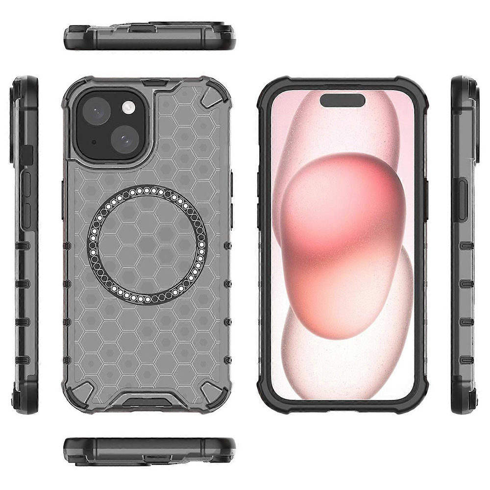 Husa HoneyComb White MagSafe pentru  iPhone 15 -Black , Negru [3]
