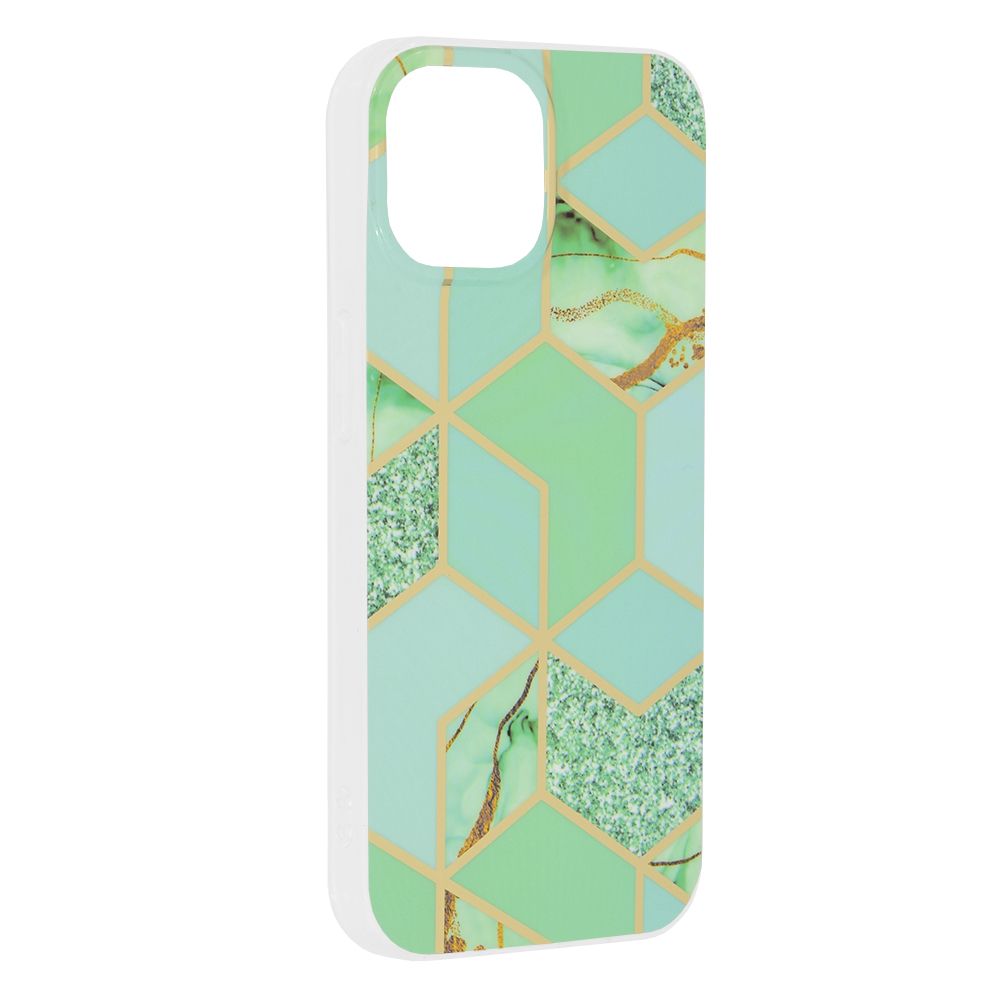 Husa Marble Series Nude iPhone 15 - Green Hex [2]