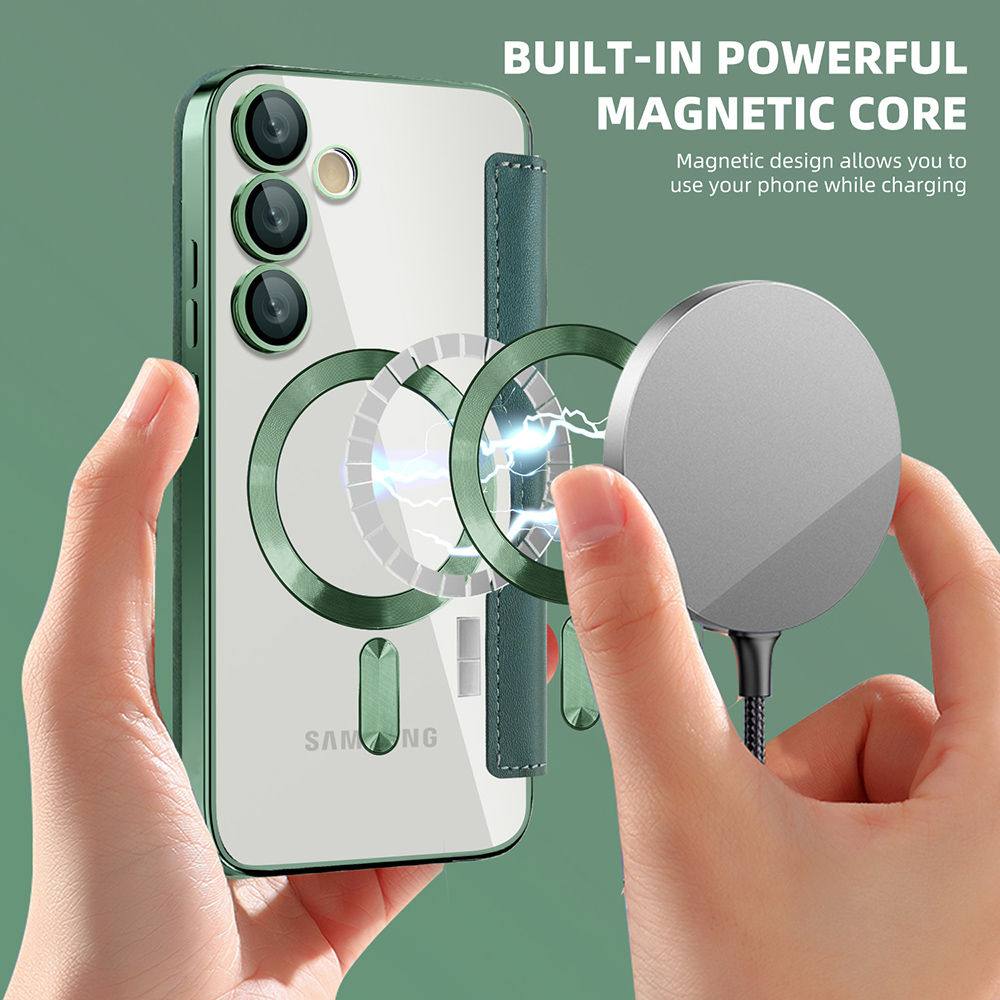 Husa SmartMag tip Carte-  Samsung Galaxy S24 FE , Green, Verde [4]