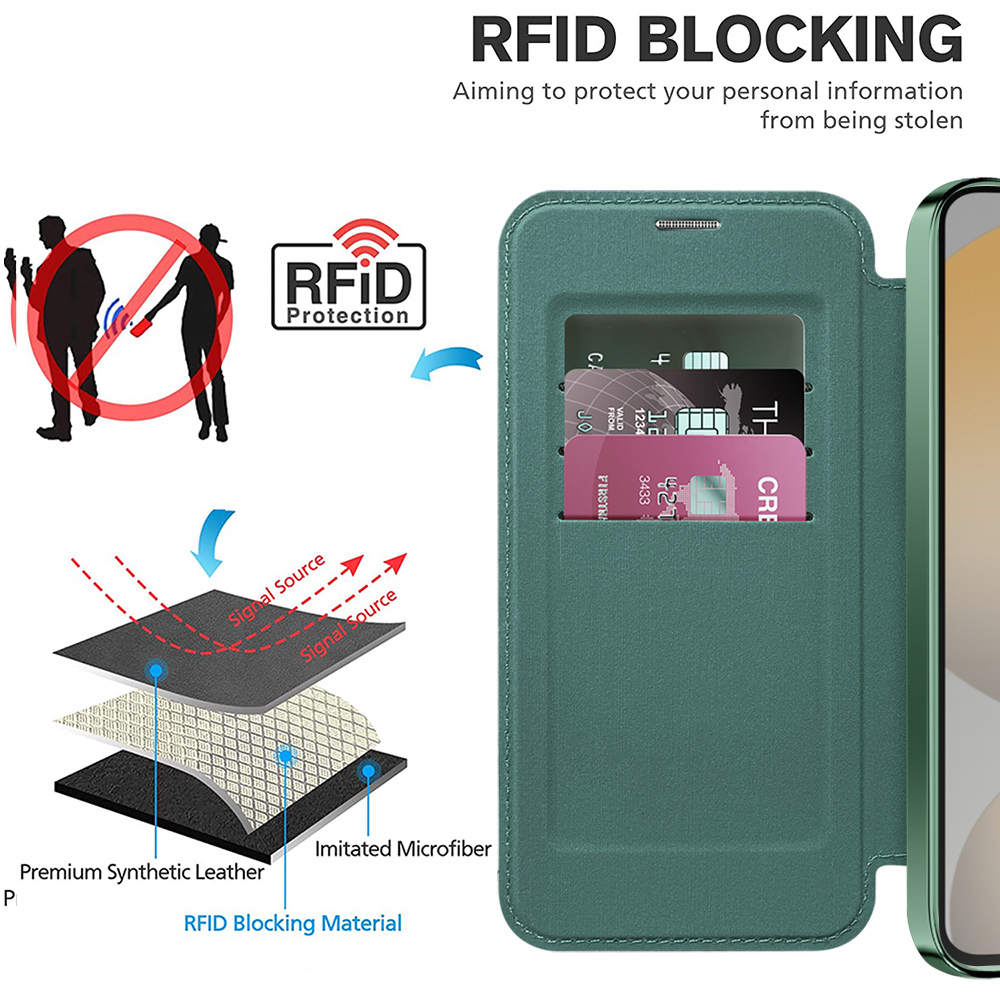 Husa SmartMag tip Carte-  Samsung Galaxy S24 FE , Green, Verde [6]