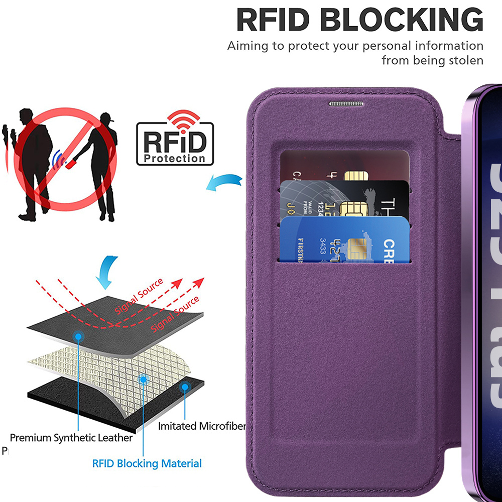 Husa SmartMag tip Carte-pentru Samsung Galaxy S25 ,Purple, Mov [6]