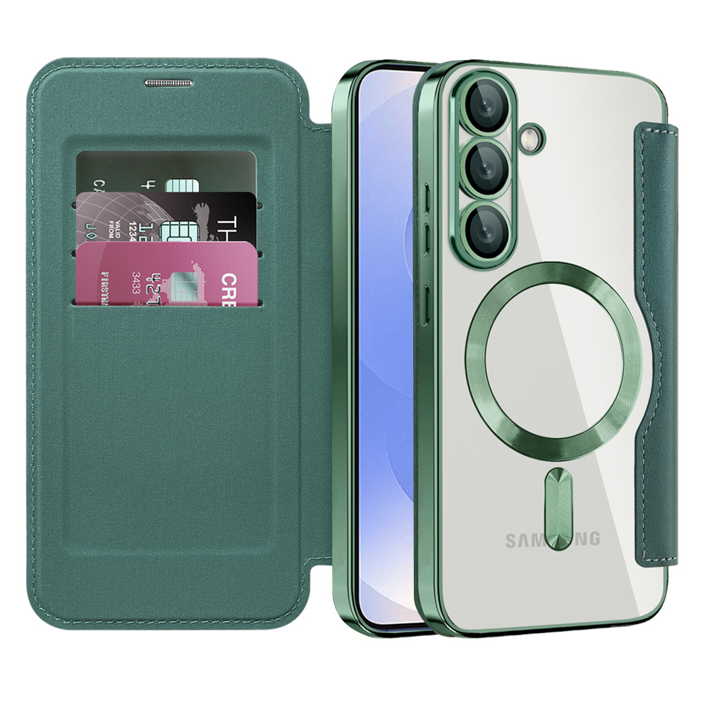 Husa SmartMag tip Carte- Samsung Galaxy S25 - Green, Verde [2]