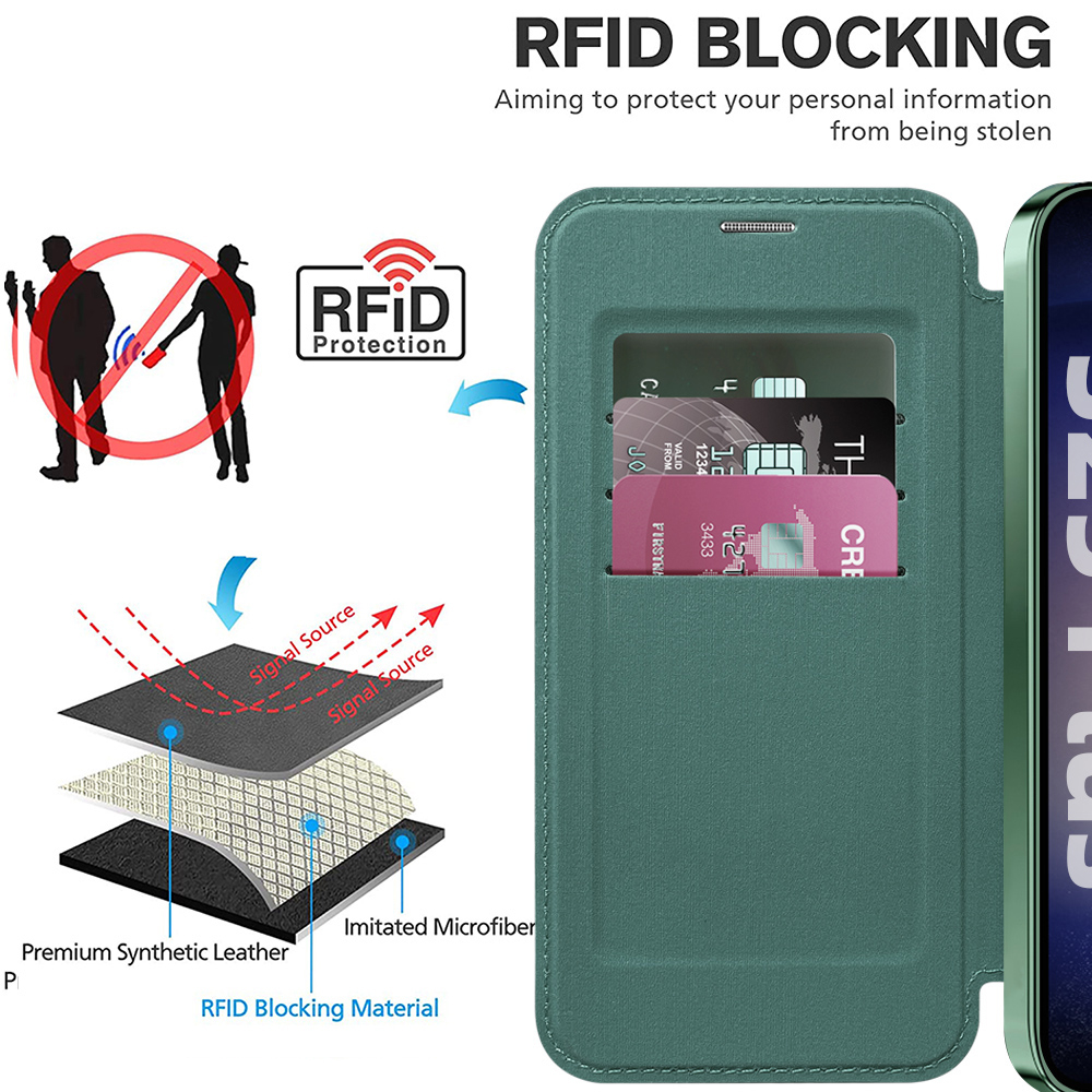 Husa SmartMag tip Carte- Samsung Galaxy S25 - Green, Verde [6]