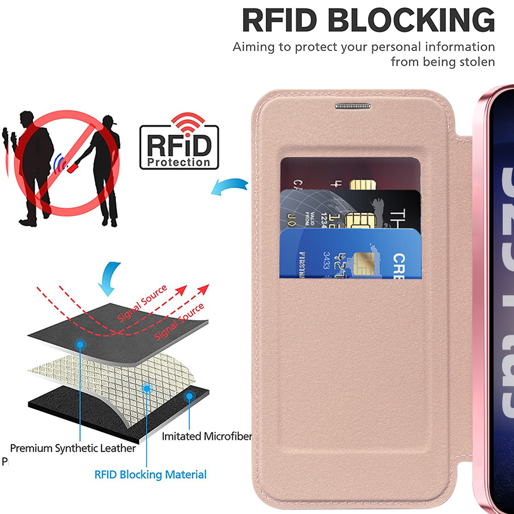 Husa SmartMag tip Carte- Samsung Galaxy S25 , Pink, Roz [6]