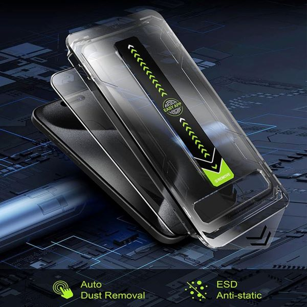 Set 2 folii sticla pentru iPhone 15Plus/16Plus,, Folie sticla protectie telefon, Folie de inalta definitie, Cu dispozitiv de montare automata in 30 de secunde, Instalare 1:1 usoara si rapida, Impermea [6]