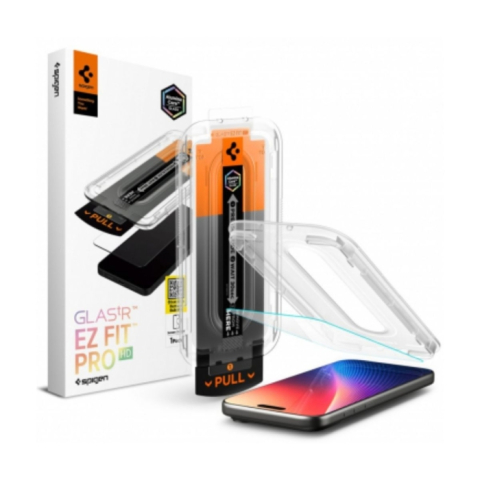 Folii protectie telefoane - Folie sticlă pentru iPhone 17 Pro / 17 / 16 Pro Spigen Glas.tR EZ FIT Pro