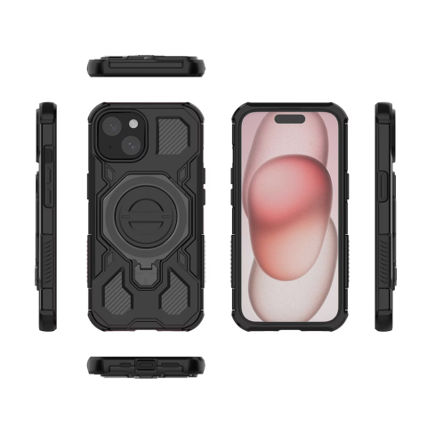 Husa Carbon Shield PRO - iPhone 15 - Smoke Black, Negru Cenusie [1]