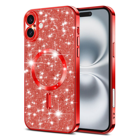 Huse protectie Telefoane Mobile - Husa cu sclipici pentru iPhone 16 , Luxury Glitter MagSafe,, Red, Rosu Lux