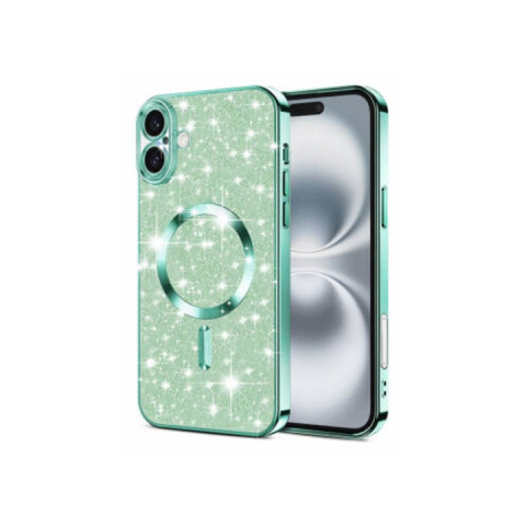 Husa cu sclipici pentru iPhone 16 , Luxury Glitter MagSafe,Green,Verde deschis - lux [3]