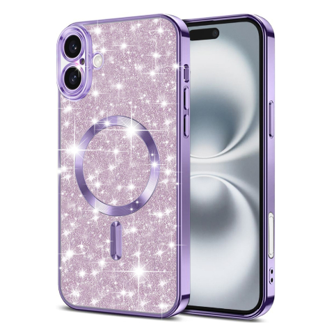 Huse protectie Telefoane Mobile - Husa cu sclipici pentru iPhone 16 , Luxury Glitter MagSafe, Light Purple, Mov Deschis -Lux