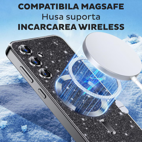 Husa cu sclipici pentru iPhone 17 Pro ,Luxury Glitter MagSafe,Albastru inchis, Deep Blue [5]